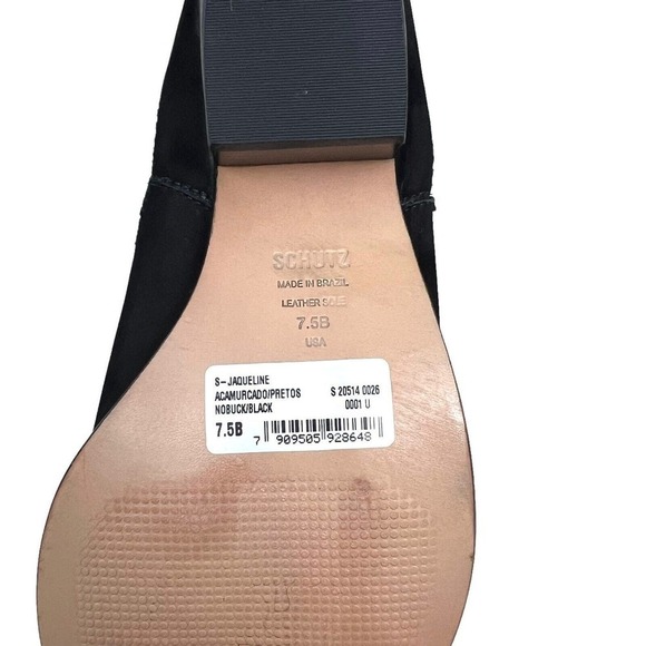 Schutz Jaqueline Bootie Black Nubuck Pull Up Side Gore Pointed Toe Women Sz 7.5B - Picture 7 of 8